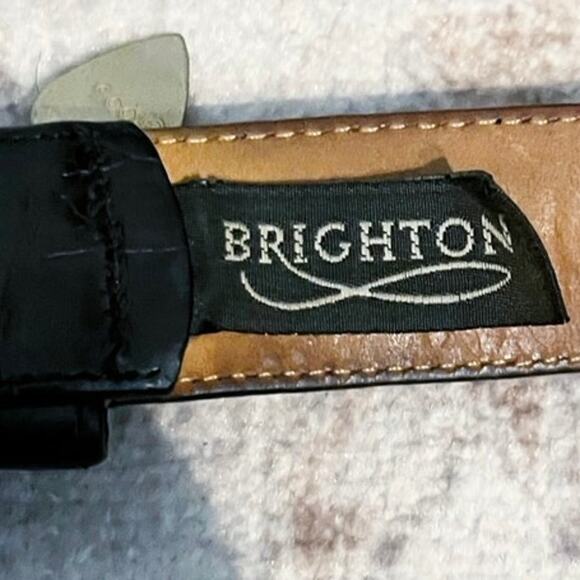Brighton Heart Charm Gold Hardware Black Leather Belt Size Medium 34 in - 45103 - Picture 4 of 4